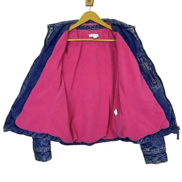 Vintage Charter Club Barn Chore Denim Jacket Medium Blue Quilted Fleece Country - Picture 2 of 9